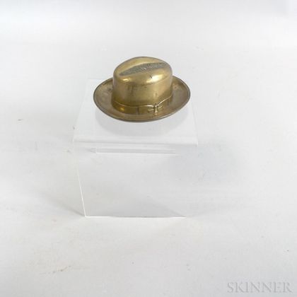 Small Brass "Battersby Hats" Hat-form Paperweight