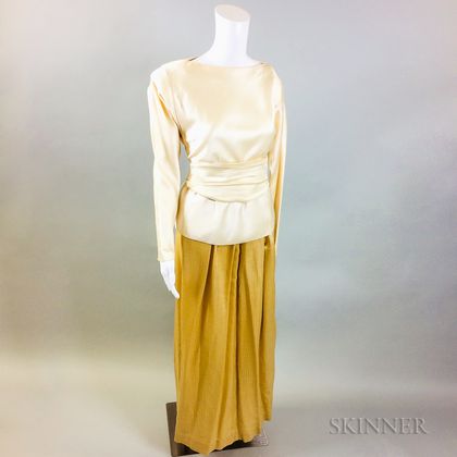 Oscar de la Renta Silk Crepe Shirt and Skirt