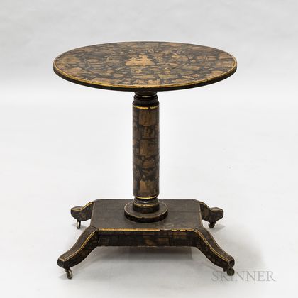 Black-painted Decoupage Tea Table