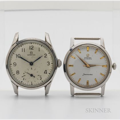 Two Omega Stainless Steel Wristwatches