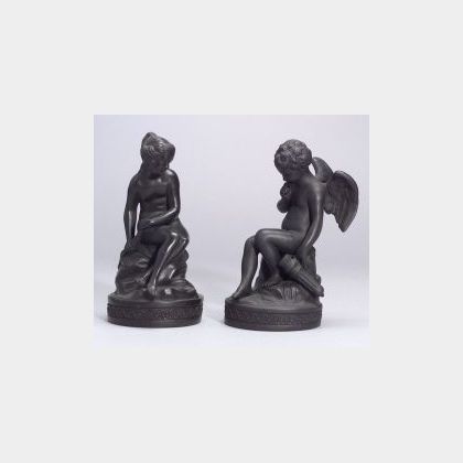 Two Wedgwood Black Basalt Figures