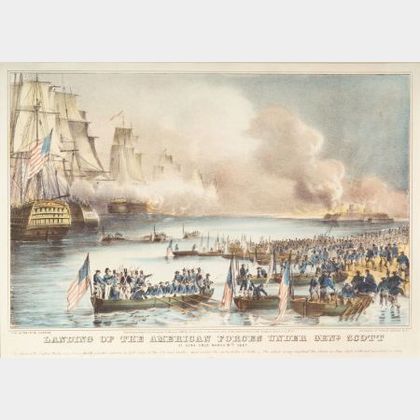 Nathaniel Currier, publisher (American, 1813-1888) Landing of the American Forces under Gen'l Scott at Vera Cruz March 9th 1847.