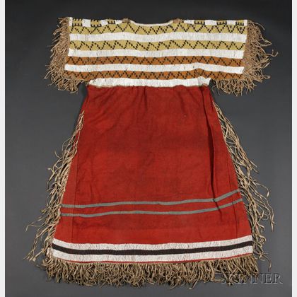 Northern Plains Beaded Cloth and Hide Woman's Dress