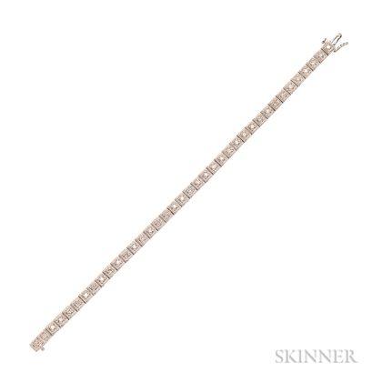 14kt White Gold and Diamond Line Bracelet
