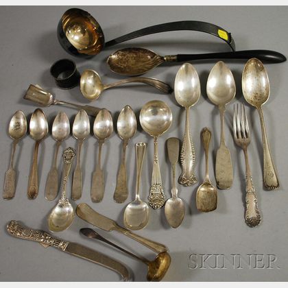 Group of Assorted Sterling and Coin Flatware
