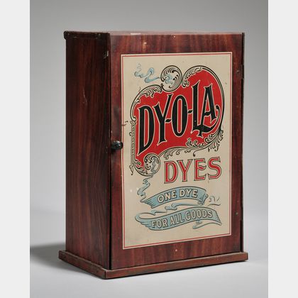 Dy-O-La Dyes Chromolithographed Tin Retail Advertising Countertop Cabinet
