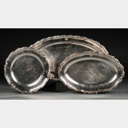 Three French Silver Serving Platters