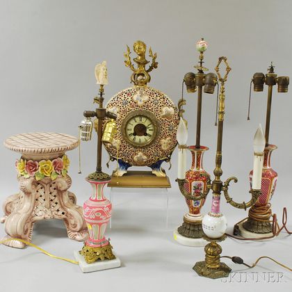 Six Decorative Ceramic, Glass, and Metal Items