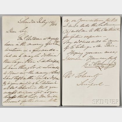 Beauregard, Pierre Gustave Toutant (1818-1893) Autograph Letter Signed, London, 10 July 1866.