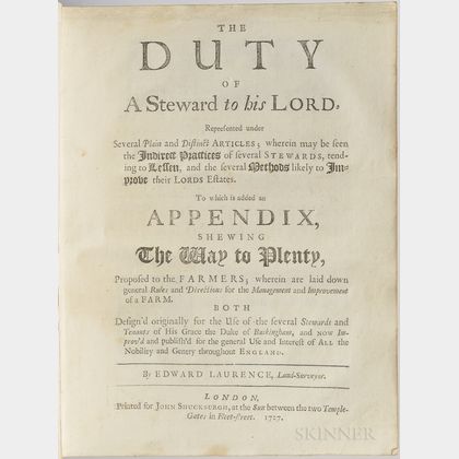 Laurence, Edward (d. 1740?) The Duty of a Steward to his Lord.