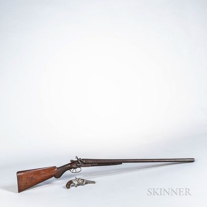 English Double-barrel Shotgun and a Hopkins & Allen Revolver