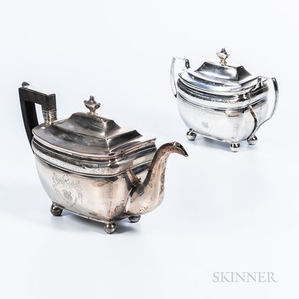 Coin Silver Teapot and Covered Sugar Bowl