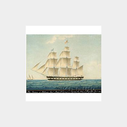 Joseph Honore Maxime Pellgrin (French, 1793-1869) Ship Garonne of Baltimore...Leaving the Port of Marseilles 1845.