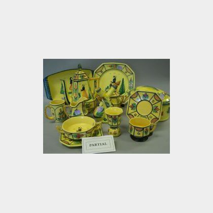 Sixty-five Piece Set of Quimper Faience Dinnerware