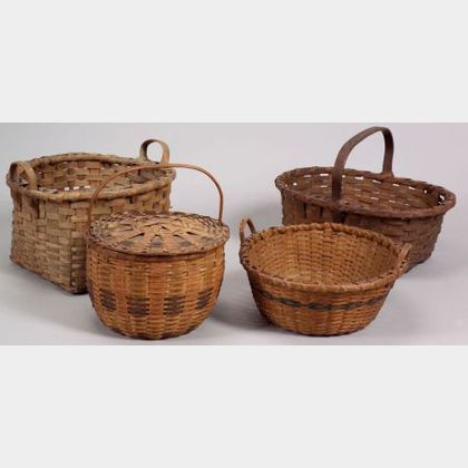 Four Woven Splint Baskets