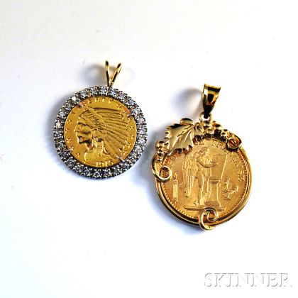 Two Coins Mounted as Pendants