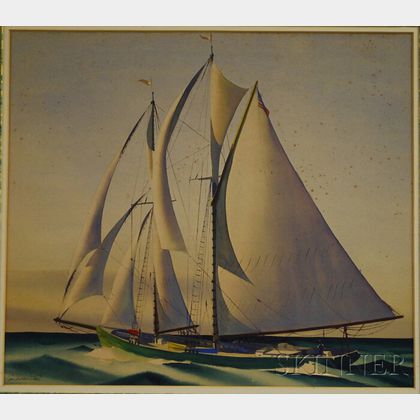Sandor Bernath (American, 1892-1984) Ship Under Full Sail