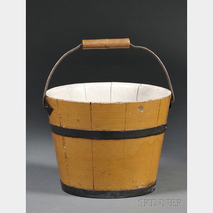 Yellow-painted Wooden Pail