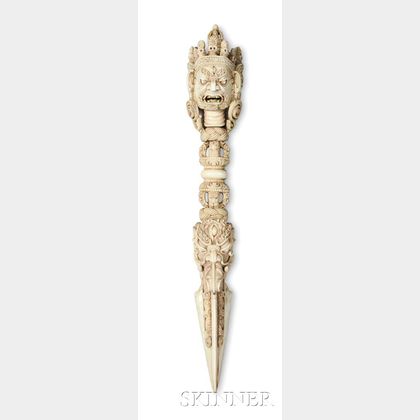 Bone Carving of a Ceremonial Dagger, Phurba 