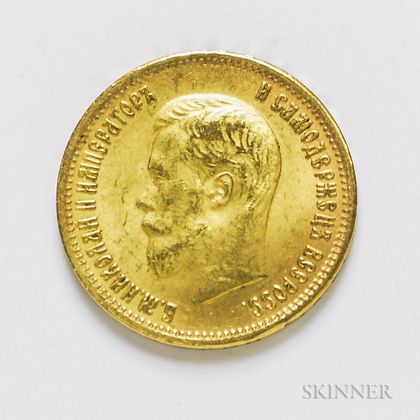 1902 Russian 10 Rouble Gold Coin, KM-Y64