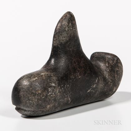 Chumash Killer Whale Black Stone Effigy