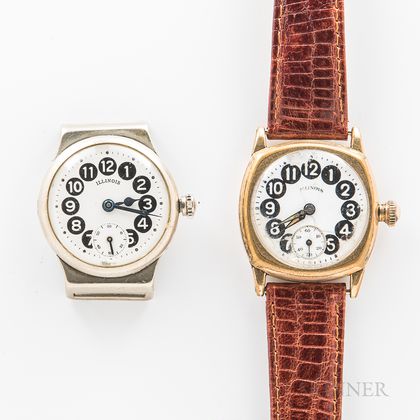 Two Illinois Watch Co. "Telephone" Wristwatches