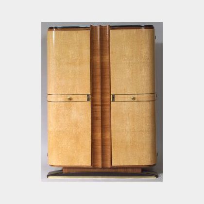 Art Deco Sycamore and Fruitwood Armoire
