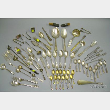 Large Group of Assembled Sterling and Silver Plated Flatware