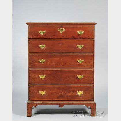 Chippendale Pine Thumb-molded Chest over Three Drawers