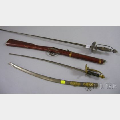 Two Toy Weapons and a Spanish-style Steel Sword