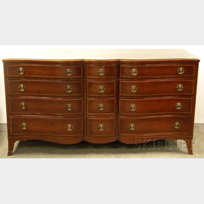 Rway Federal-style Inlaid Mahogany Serpentine Double Dresser