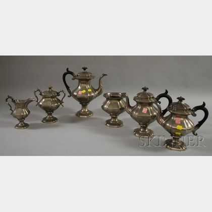 Six-piece James Dixon & Sons Pewter Tea and Coffee Service. 