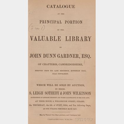 (Library Sale Catalog),Gardner, John Dunn