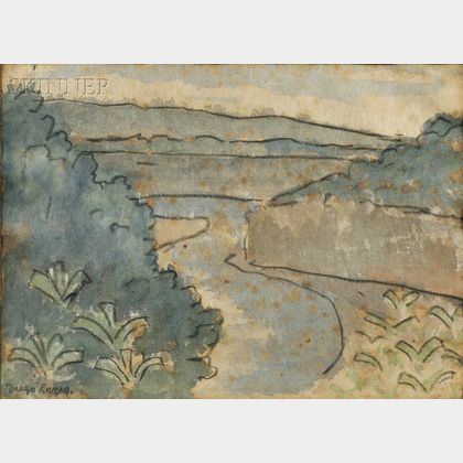 Diego Rivera (Mexican, 1886-1957) River Landscape