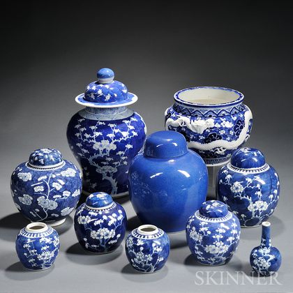 Ten Pieces of Blue and White Porcelain