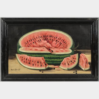 American School, Early 20th Century Still Life with Sliced Watermelon