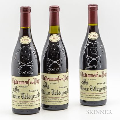 Vieux Telegraphe Chateauneuf du Pape La Crau 1995, 3 bottles 