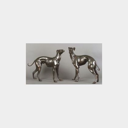 Continental School, 20th Century Whippets/A Sculptural Pair