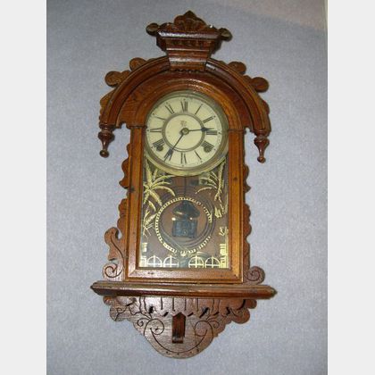 Waterbury Watch and Clock Co. Walnut Gingerbread Wall Clock