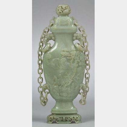 Jade Covered Jar and Stand
