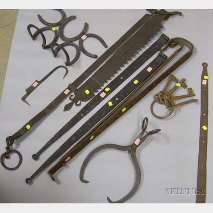 Group of Wrought Iron and Metal Domestic, Hearth, and Architectural Items
