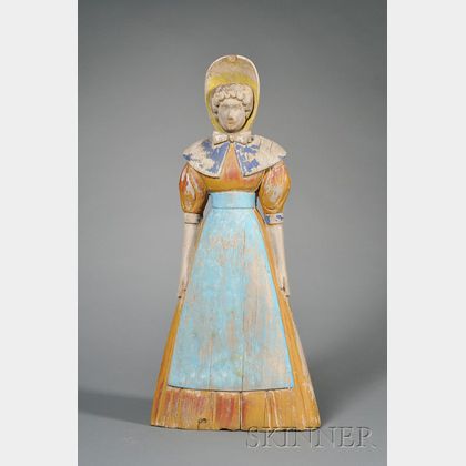 Carved and Polychrome Painted Trade Sign Figure of a Lady