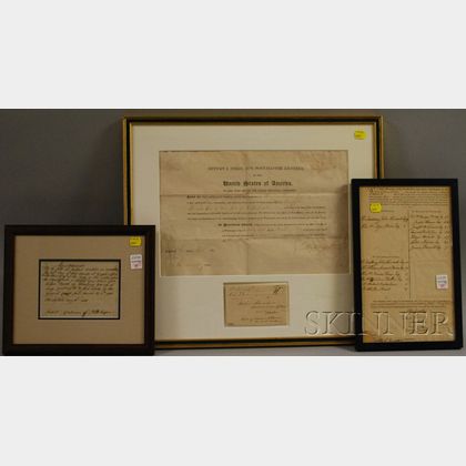 Three Framed 18th and 19th Century Massachusetts Documents