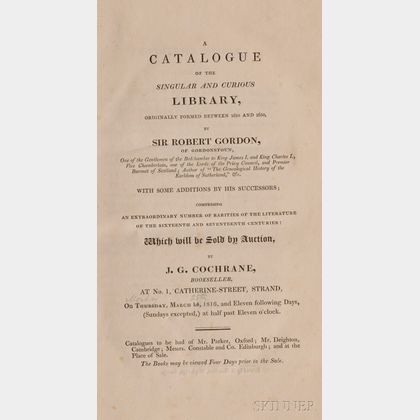 (Library Sale Catalog),Gordon, Sir Robert
