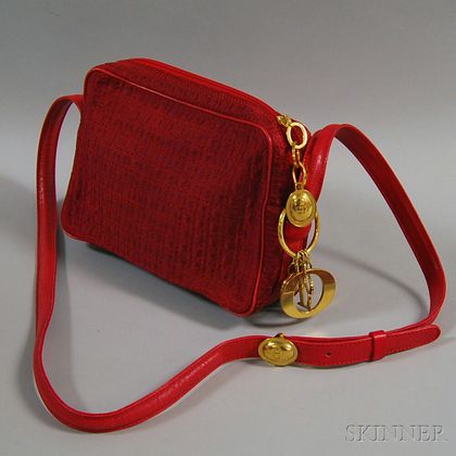 Christian Dior Red Cloth Shoulder Bag