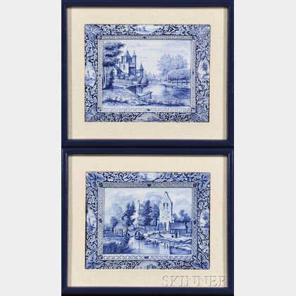 Pair of Dutch Blue and White Porcelain Plaques