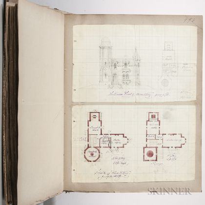 Hammatt Billings, Charles Howland (1818-?) and Joseph Edward Billings (Mid-19th Century) Original Architectural Scrapbook, c. 1840-1880