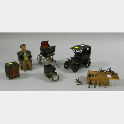 Group of Painted Metal Banks and Toys