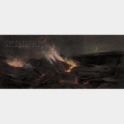 Charles Furneaux (American, 1835-1913) View of a Volcanic Eruption, Probably Kilauea Caldera on Mauna Loa