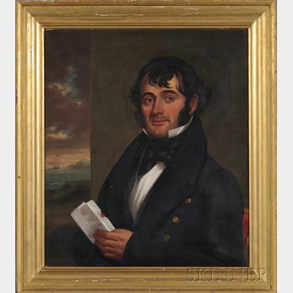 American School, 19th Century Portrait of Sea Captain Seth Nickerson of Providence, Rhode Island.
